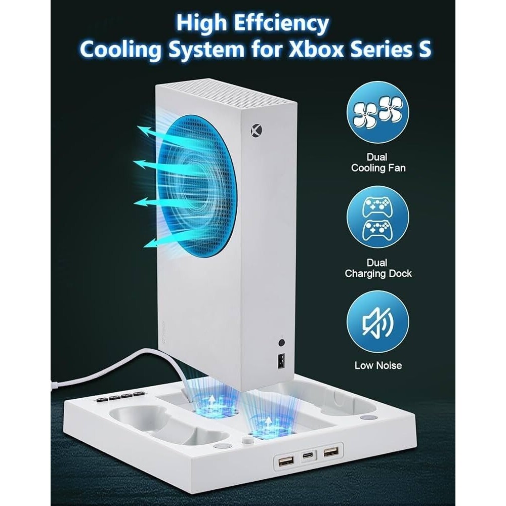 Lictin Cooling Fan Charging Station for Series S + Controller x2 battery Packs